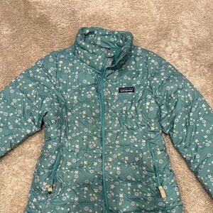 Patagonia Teal Jacket with Floral Design